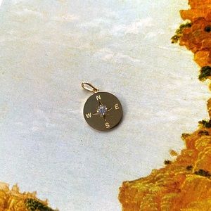 ✨🧭 10k Yellow Gold Compass Pendant with Cubic Zirconia 🧭✨